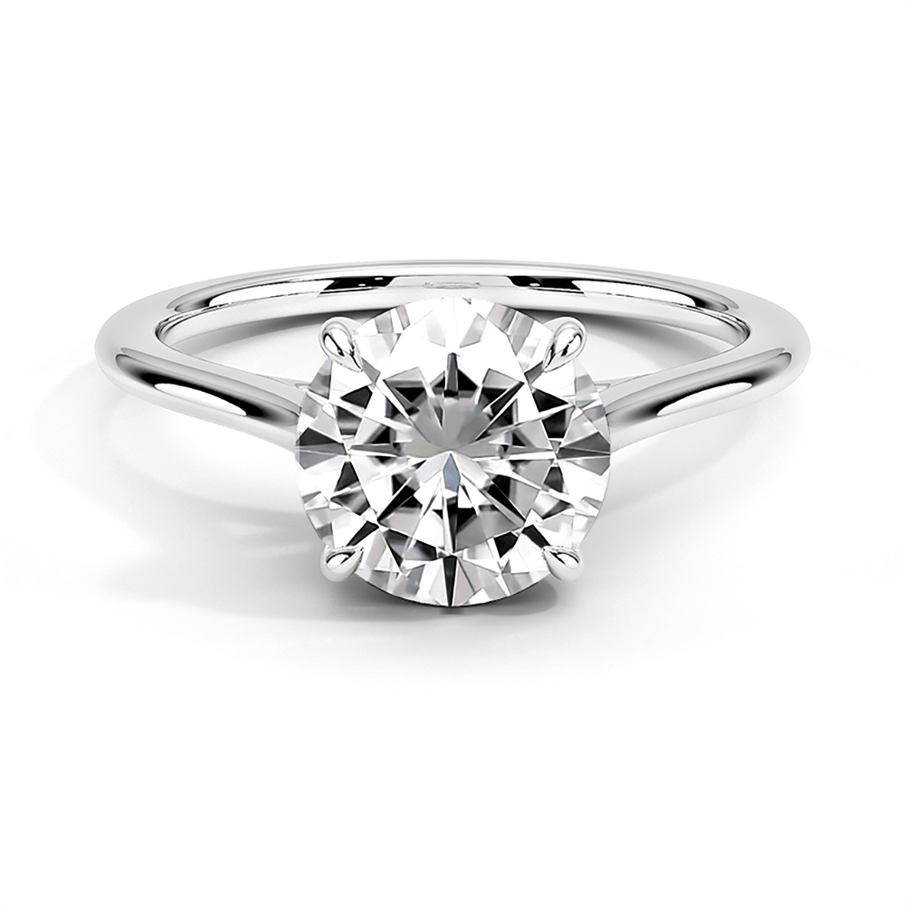Four Prong Solitaire Round Cut Lab Grown Diamond Engagement Ring - TAYLOR KOM_10K White Gold