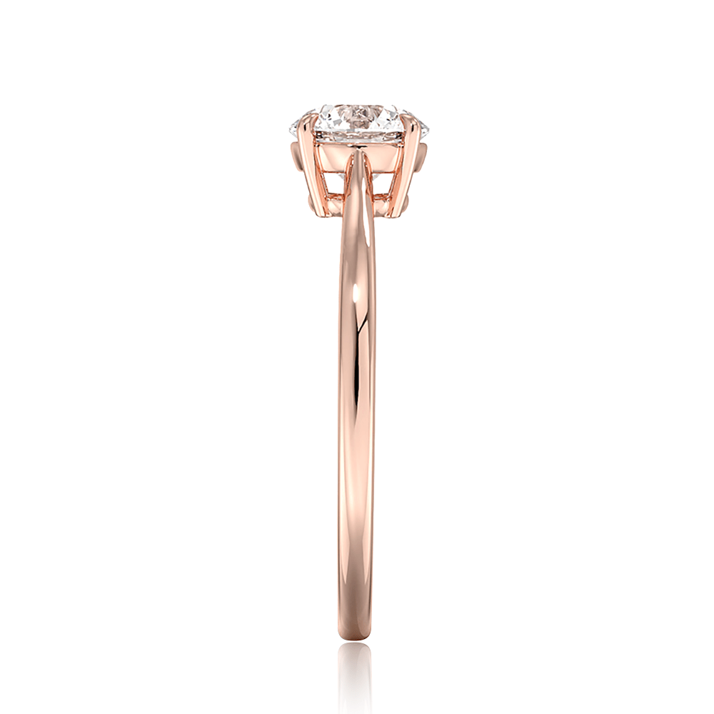 Four Prong Solitaire Round Cut Lab Grown Diamond Engagement Ring - TAYLOR KOM_10K Rose Gold
