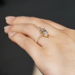 French Pavé Marquise Moissanite Engagement Ring With Hidden Halo - TAYLOR KOM_925 Sterling Silver