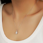 Halo Emerald cut Moissanite Necklace - TAYLOR KOM_