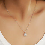 Halo Emerald cut Moissanite Necklace - TAYLOR KOM_
