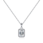 Halo Emerald cut Moissanite Necklace - TAYLOR KOM_