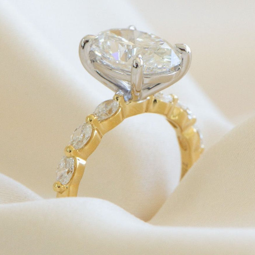 18K Yellow Gold 3 Carat Oval Cut Moissanite Custom Ring