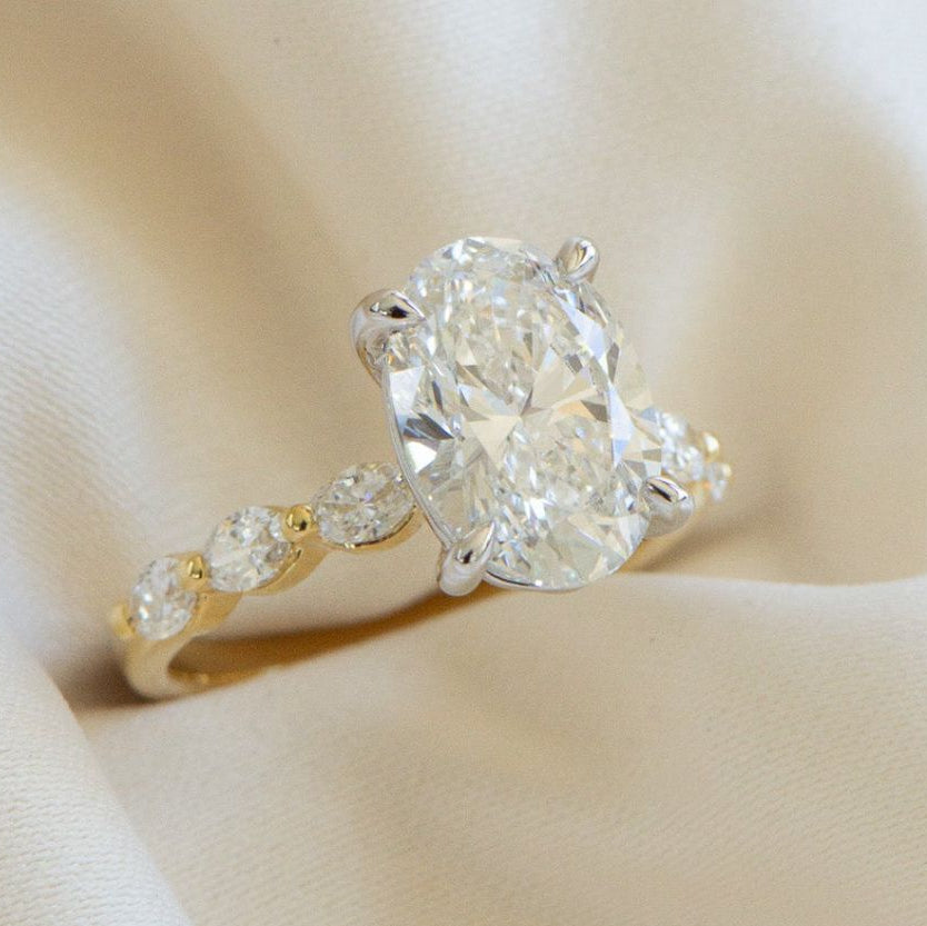 18K Yellow Gold 3 Carat Oval Cut Moissanite Custom Ring