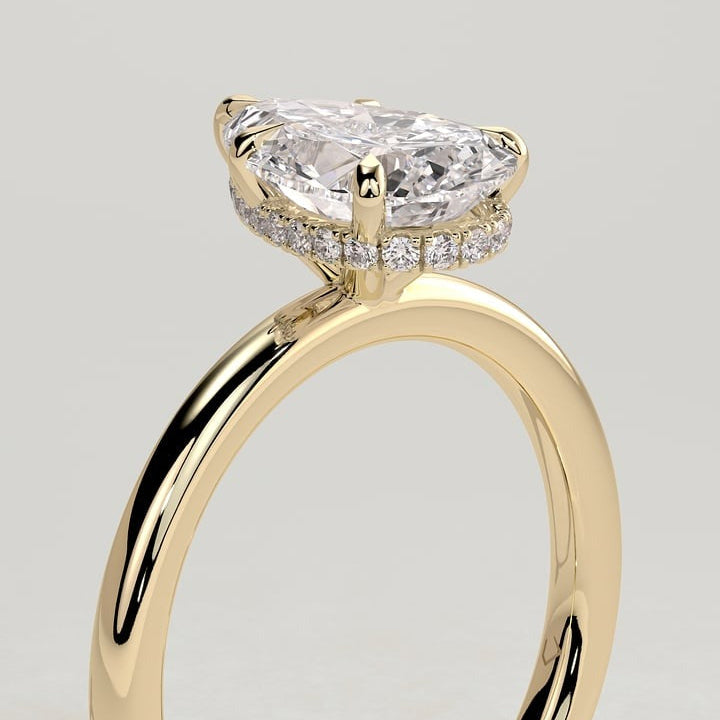 2CT Pear Cut Three Prong Moissanite Engagement Custom Ring