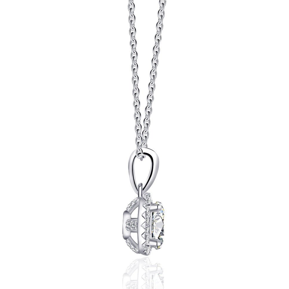 Luxury Round Cut Halo Moissanite Necklace - TAYLOR KOM_