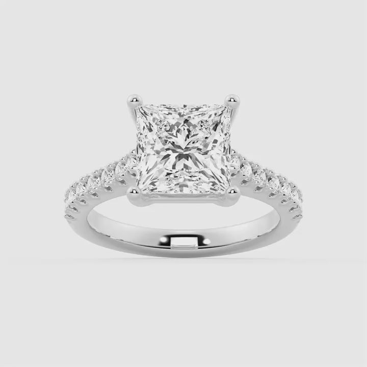 Princess Cut Pavé Moissanite Engagement Ring