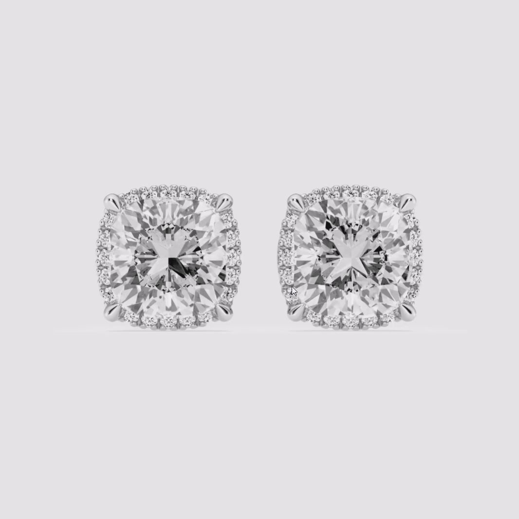 Halo Cushion Cut Moissanite Earrings