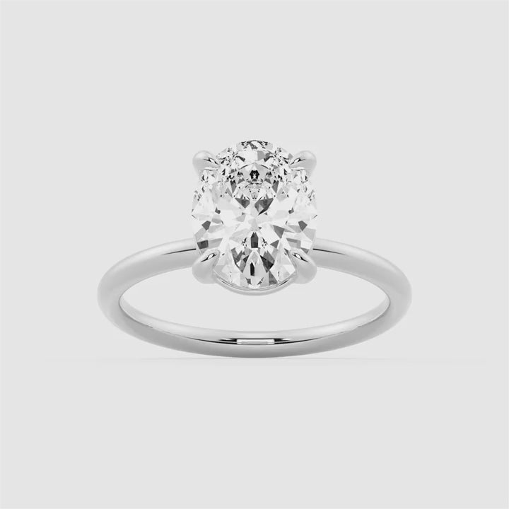 4 Prongs Oval Solitaire Moissanite Engagement Ring