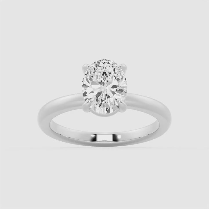 4 Prongs Oval Solitaire Lab Grown Diamond Engagement Ring