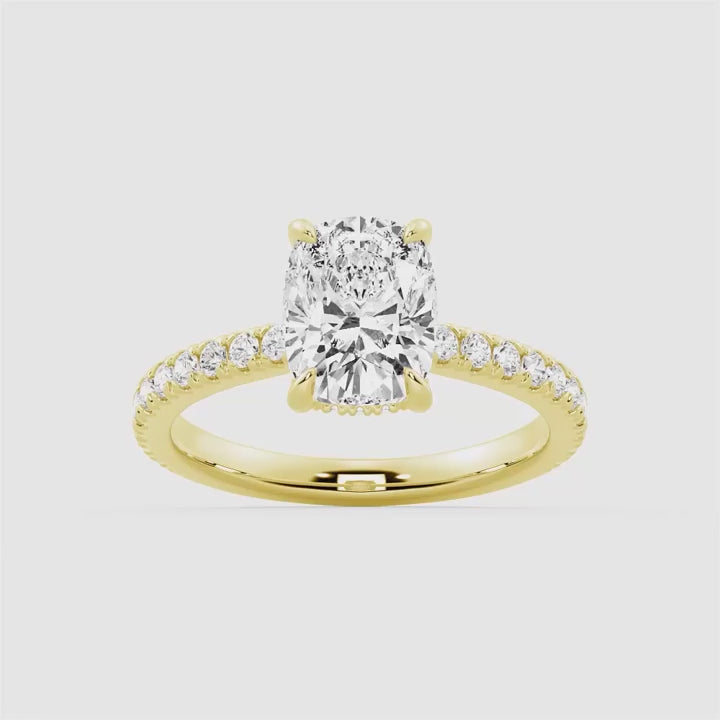 Classic Cushion-Cut Moissanite Engagement Ring With Hidden Halo