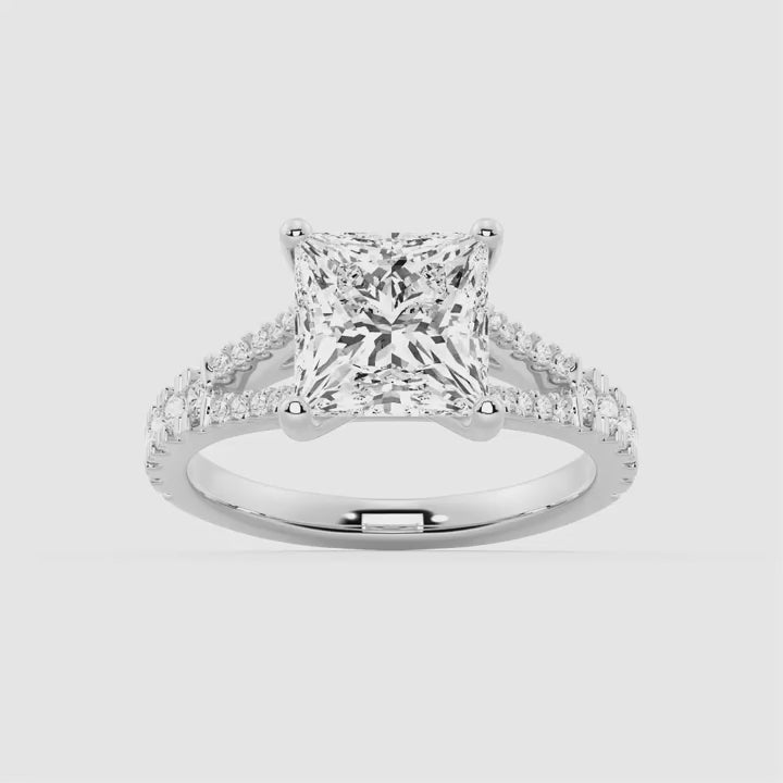 Princess Cut Split-Shank Moissanite Ring