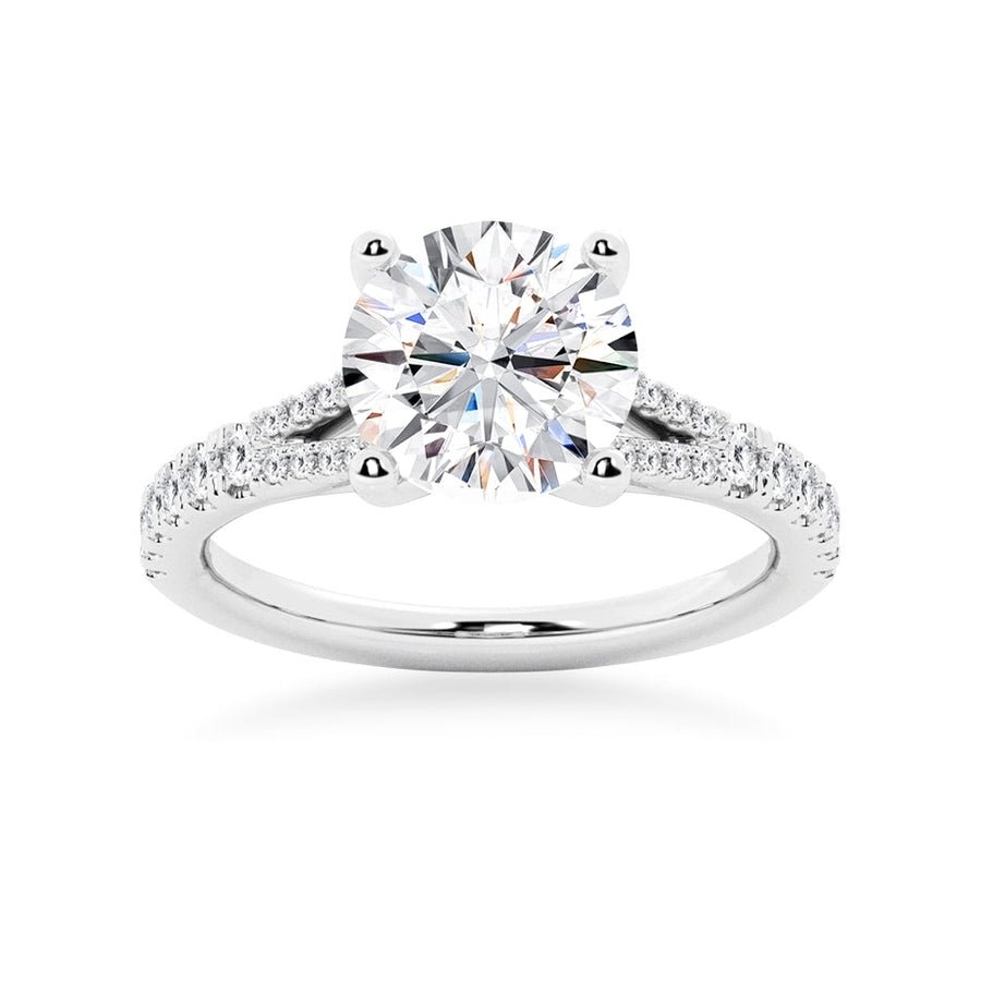 Round Cut Split - Shank Moissanite Engagement Ring - TAYLOR KOM_925 Sterling Silver