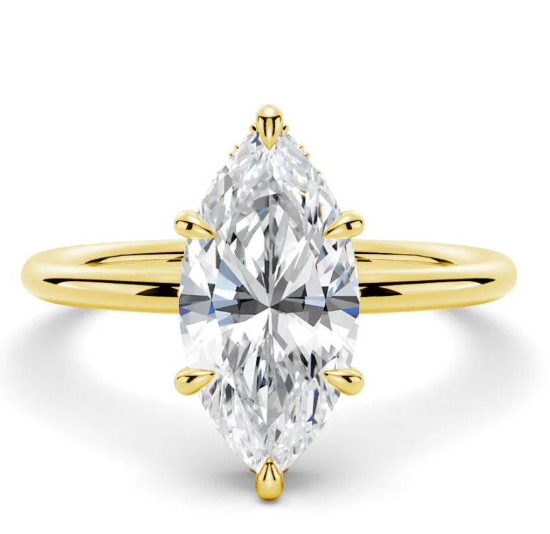 14K Yellow Gold 1.5CT Marquise Lab Grown Diamond Custom Ring