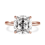 Solitaire Cushion Cut Lab Grown Diamond Engagement Ring With Hidden Halo - TAYLOR KOM_10K Rose Gold