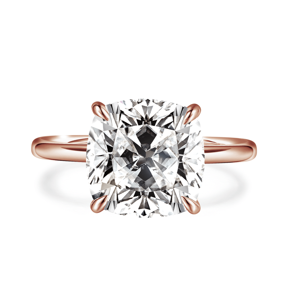 Solitaire Cushion Cut Lab Grown Diamond Engagement Ring With Hidden Halo - TAYLOR KOM_10K Rose Gold