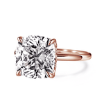 Solitaire Cushion Cut Lab Grown Diamond Engagement Ring With Hidden Halo - TAYLOR KOM_10K Rose Gold