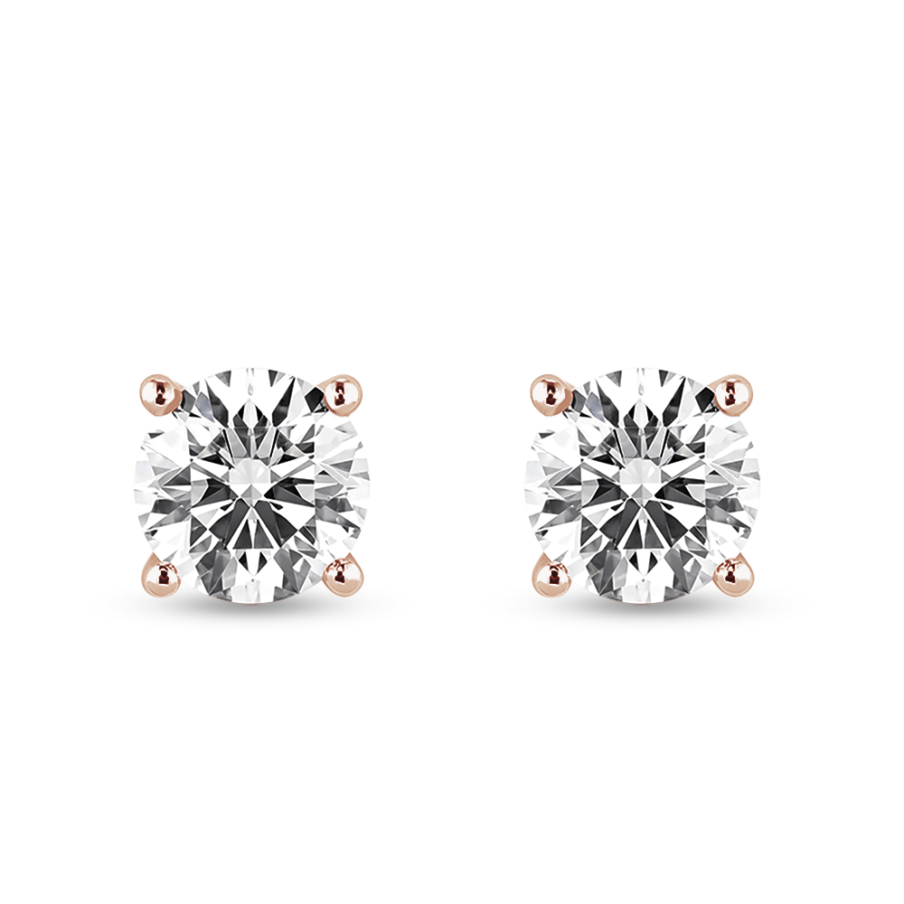 Solitaire Four Prong Round Cut Earrings - TAYLOR KOM_925 Sterling Silver