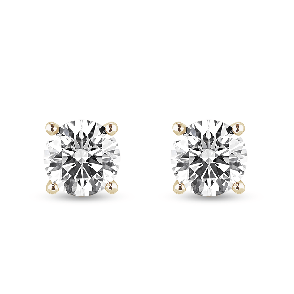Solitaire Four Prong Round Cut Earrings - TAYLOR KOM_925 Sterling Silver