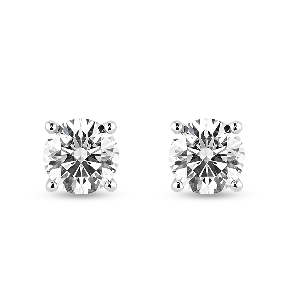 Solitaire Four Prong Round Cut Earrings - TAYLOR KOM_925 Sterling Silver
