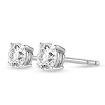 Solitaire Four Prong Round Cut Earrings - TAYLOR KOM_925 Sterling Silver