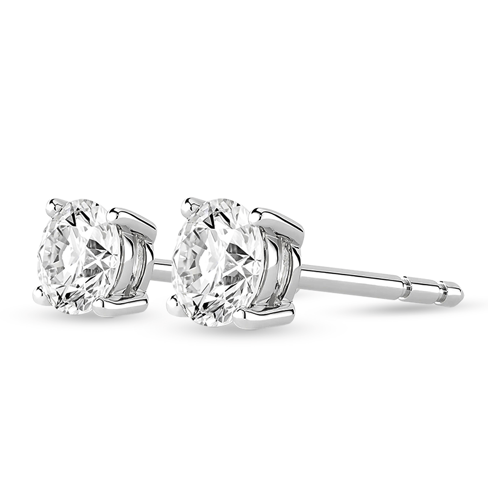Solitaire Four Prong Round Cut Earrings - TAYLOR KOM_925 Sterling Silver