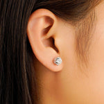 Solitaire Four Prong Round Cut Earrings - TAYLOR KOM_925 Sterling Silver