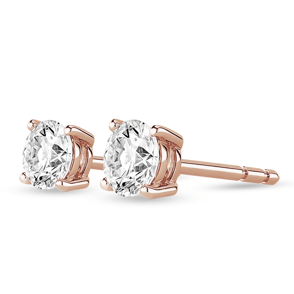 Solitaire Four Prong Round Cut Earrings - TAYLOR KOM_925 Sterling Silver