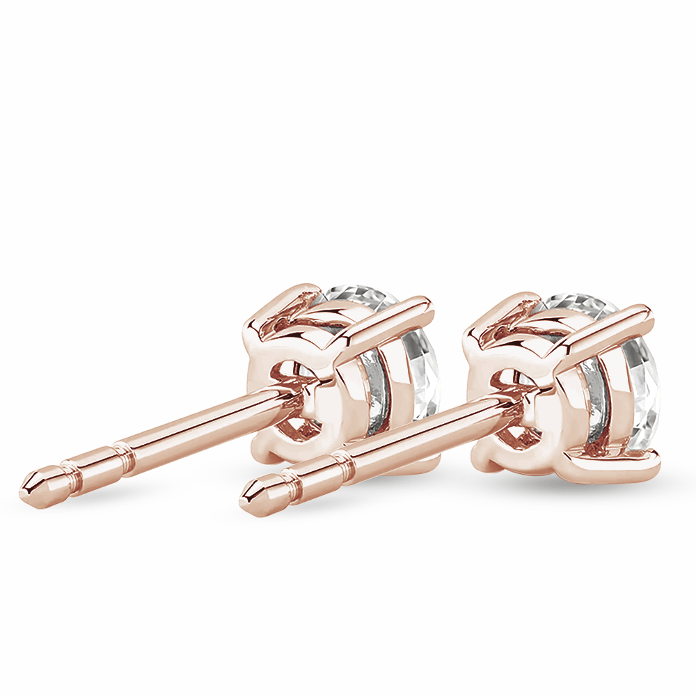 Solitaire Four Prong Round Cut Earrings - TAYLOR KOM_925 Sterling Silver