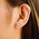 Solitaire Four Prong Round Cut Earrings - TAYLOR KOM_925 Sterling Silver