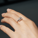 Toi et Moi Emerald Cut & Pear Cut Engagement Ring - TAYLOR KOM_925 Sterling Silver